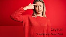  Presentation with acne woman - Amazing theme having young-beautiful-blonde-woman-wearing backdrop and a crimson colored foreground