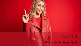 Presentation with number - Amazing slide deck having young-beautiful-blonde-woman-wearing backdrop and a crimson colored foreground
