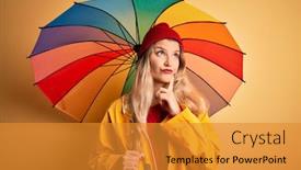  Presentation with wool - Presentation theme enhanced with young-beautiful-blonde-woman-wearing background and a gold colored foreground