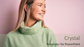  Presentation with wool - Slides enhanced with young-beautiful-blonde-woman-wearing background and a mint green colored foreground