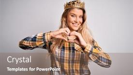  Presentation with queen - PPT theme featuring young-beautiful-blonde-woman-wearing background and a violet colored foreground