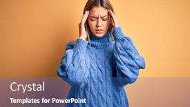  Presentation with migraine - Beautiful slide deck featuring young-beautiful-blonde-woman-wearing backdrop and a ocean colored foreground