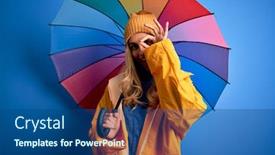  Presentation with colorful eye - PPT theme enhanced with young-beautiful-blonde-woman-wearing background and a ocean colored foreground