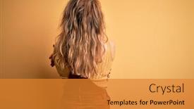  Presentation with self care - Slide set consisting of young-beautiful-blonde-woman-wearing background and a gold colored foreground