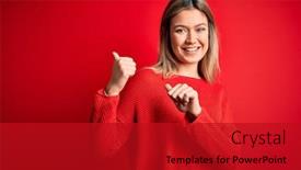  Presentation with red blood cells back ground - Presentation design with young-beautiful-blonde-woman-wearing background and a crimson colored foreground