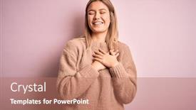  Presentation with wool - Presentation design enhanced with young-beautiful-blonde-woman-wearing background and a coral colored foreground