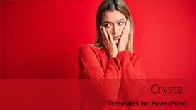  Presentation with sadness - Presentation having young-beautiful-blonde-woman-wearing background and a crimson colored foreground