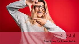  Presentation with creativity - Beautiful slide deck featuring young-beautiful-blonde-woman-wearing backdrop and a red colored foreground