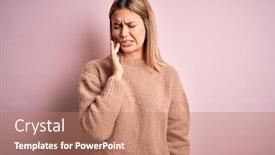  Presentation with illness - PPT layouts featuring young-beautiful-blonde-woman-wearing background and a coral colored foreground