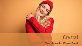  Presentation with confident love - Colorful PPT theme enhanced with young-beautiful-blonde-woman-wearing backdrop and a gold colored foreground