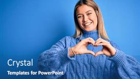  Presentation with winter blue - Slide deck consisting of young-beautiful-blonde-woman-wearing background and a ocean colored foreground