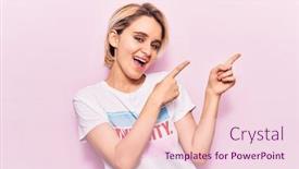  Presentation with diversity hands - Cool new presentation theme with young-beautiful-blonde-woman-wearing backdrop and a lemonade colored foreground