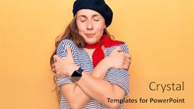  Presentation with self love - Slide set consisting of young-beautiful-blonde-woman-wearing background and a coral colored foreground