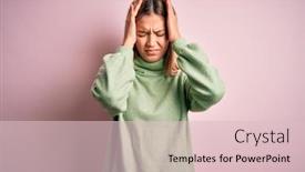  Presentation with migraine - Colorful presentation design enhanced with young-beautiful-blonde-woman-wearing backdrop and a lemonade colored foreground