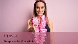  Presentation with pink business - Colorful presentation design enhanced with young-beautiful-blonde-woman-wearing backdrop and a coral colored foreground