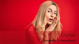  Presentation with young woman wearing boxer gloves - Audience pleasing slide deck consisting of young-beautiful-blonde-woman-wearing backdrop and a crimson colored foreground