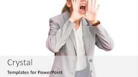  Presentation with mouth - Presentation design consisting of young-beautiful-blonde-woman-wearing background and a white colored foreground