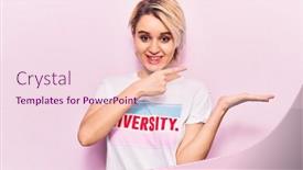  Presentation with diversity - Audience pleasing PPT theme consisting of young-beautiful-blonde-woman-wearing backdrop and a lemonade colored foreground