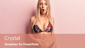  Presentation with tape measure - Slide set featuring young-beautiful-blonde-woman-wearing background and a coral colored foreground