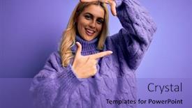  Presentation with creativity - Audience pleasing PPT theme consisting of young-beautiful-blonde-woman-wearing backdrop and a light blue colored foreground