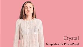  Presentation with puffing - Colorful presentation theme enhanced with young-beautiful-blonde-woman-wearing backdrop and a coral colored foreground