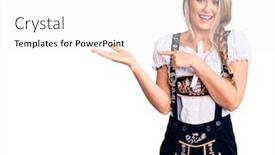  Presentation with oktoberfest - Colorful presentation enhanced with young-beautiful-blonde-woman-wearing backdrop and a white colored foreground