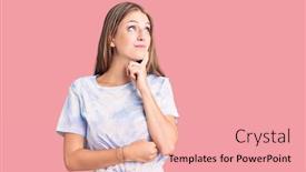  Presentation with tshirt - Colorful presentation theme enhanced with young-beautiful-blonde-woman-wearing backdrop and a coral colored foreground