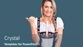  Presentation with oktoberfest - Theme with young-beautiful-blonde-woman-wearing background and a ocean colored foreground