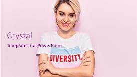  Presentation with diversity - Beautiful PPT layouts featuring young-beautiful-blonde-woman-wearing backdrop and a pink colored foreground