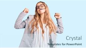  Presentation with call center - PPT layouts having young-beautiful-blonde-woman-wearing background and a sky blue colored foreground