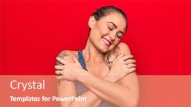  Presentation with confident love - Presentation theme consisting of young-beautiful-blonde-woman-wearing background and a coral colored foreground