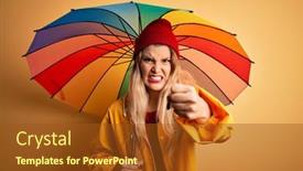  Presentation with wool - Colorful presentation theme enhanced with young-beautiful-blonde-woman-wearing backdrop and a tawny brown colored foreground