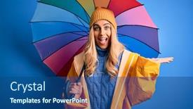  Presentation with colorful hands - Amazing PPT theme having young-beautiful-blonde-woman-wearing backdrop and a ocean colored foreground