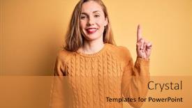  Presentation with confident - Audience pleasing slide deck consisting of young-beautiful-blonde-woman-wearing backdrop and a gold colored foreground