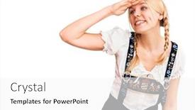  Presentation with oktoberfest - Colorful presentation theme enhanced with young-beautiful-blonde-woman-wearing backdrop and a white colored foreground