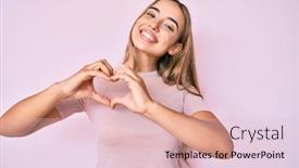  Presentation with heart love - PPT theme with young-beautiful-blonde-woman-wearing background and a lemonade colored foreground