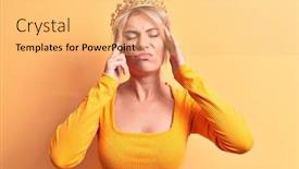  Presentation with golden yellow - PPT theme having young-beautiful-blonde-woman-wearing background and a yellow colored foreground