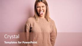  Presentation with emotion - Slide deck featuring young-beautiful-blonde-woman-wearing background and a coral colored foreground