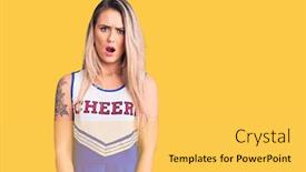  Presentation with mouth - Presentation design consisting of young-beautiful-blonde-woman-wearing background and a yellow colored foreground