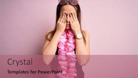  Presentation with hawaiian - Beautiful PPT theme featuring young-beautiful-blonde-woman-wearing backdrop and a coral colored foreground