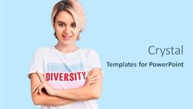  Presentation with diversity - Slide set enhanced with young-beautiful-blonde-woman-wearing background and a cool aqua colored foreground