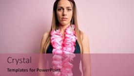  Presentation with pink simple - Beautiful presentation theme featuring young-beautiful-blonde-woman-wearing backdrop and a coral colored foreground