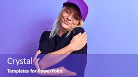  Presentation with confident love - Presentation theme enhanced with young-beautiful-blonde-woman-wearing background and a royal blue colored foreground