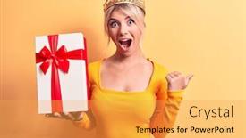  Presentation with princess - PPT theme consisting of young-beautiful-blonde-woman-wearing background and a yellow colored foreground