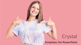  Presentation with tshirt - Colorful PPT theme enhanced with young-beautiful-blonde-woman-wearing backdrop and a coral colored foreground