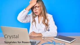  Presentation with memory - Colorful slides enhanced with young-beautiful-blonde-woman-wearing backdrop and a mint green colored foreground