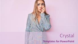  Presentation with stress and anxiety - Colorful slide set enhanced with young-beautiful-blonde-woman-wearing backdrop and a lemonade colored foreground