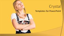  Presentation with oktoberfest - Presentation theme consisting of young-beautiful-blonde-woman-wearing background and a yellow colored foreground