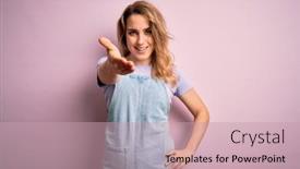  Presentation with pink business - Presentation theme consisting of young-beautiful-blonde-woman-wearing background and a coral colored foreground