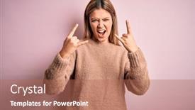  Presentation with rock music - Audience pleasing slide set consisting of young-beautiful-blonde-woman-wearing backdrop and a coral colored foreground